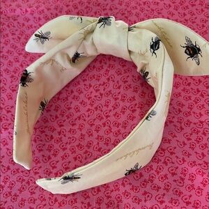 Bee Patterned pale yellow cream Handmade Headband